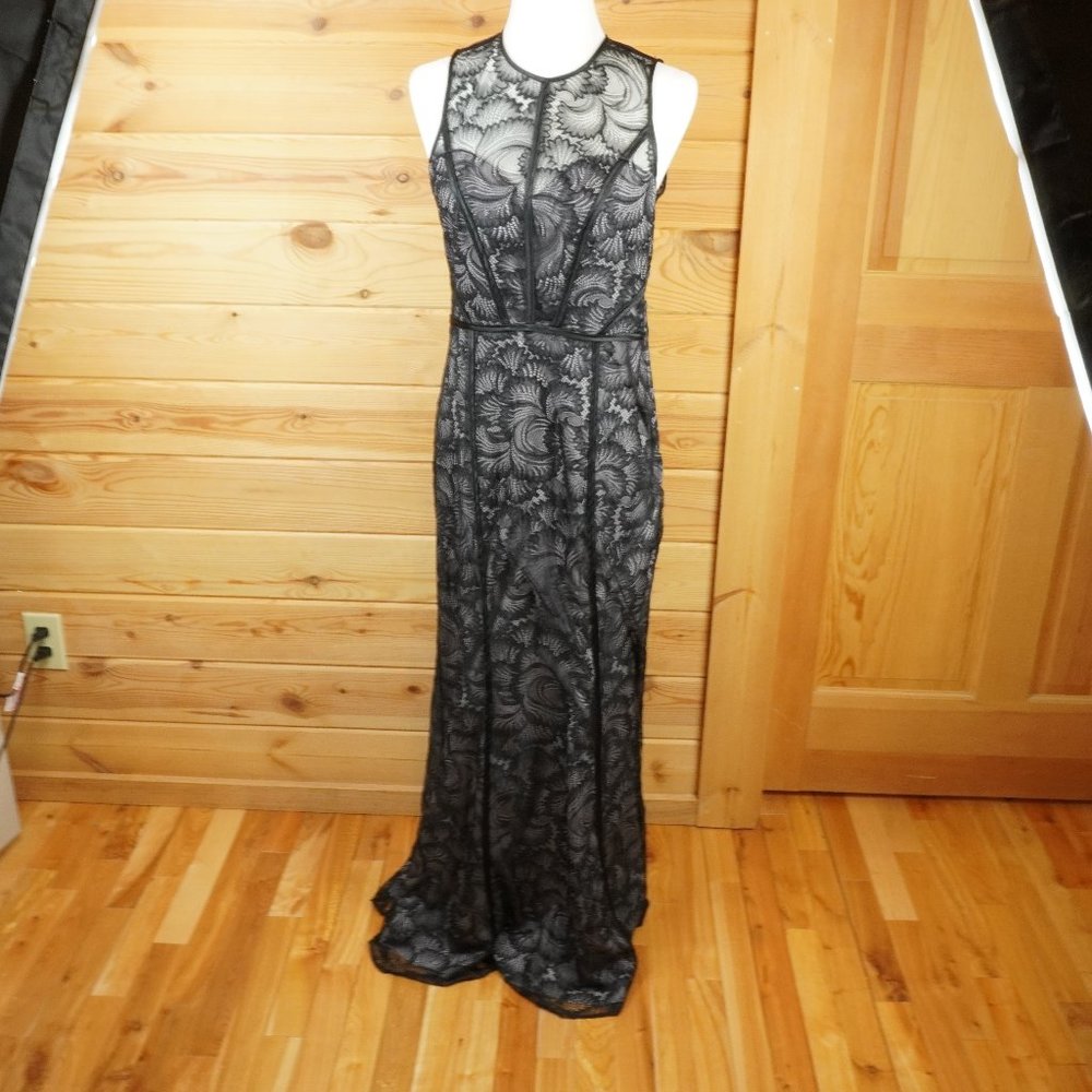 H&M Black Lace Lined Maxi‎ Dress Size 12